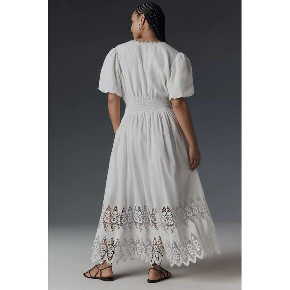 nwt by ANTHROPOLOGIE sz XL The Katerina Button Front dress eyelet edition - Picture 4 of 5